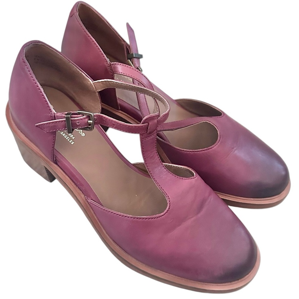 Seychelles Soulmate Wine Mary Jane T Strap Stacked Heel Shoes Loafers Womens 10 - Picture 2 of 13
